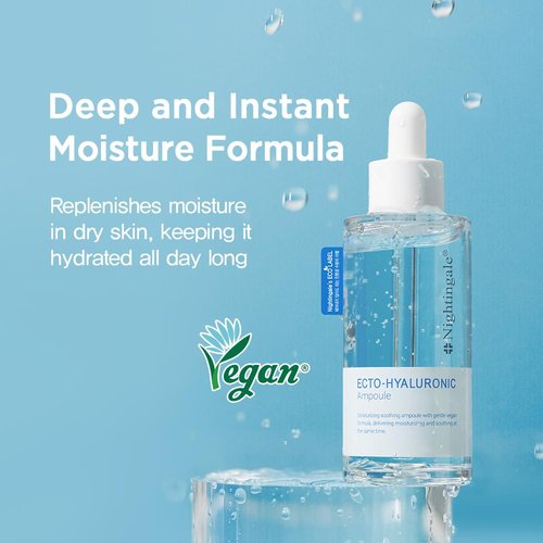 Nightingale Ecto-Hyaluronic Ampoule - 8-Layer Hyaluronic Acid Serum for Dry Skin | Fragrance-Free, Vegan