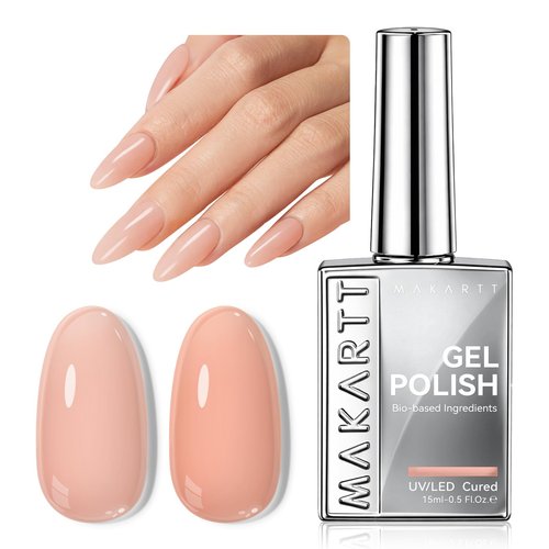 Makartt Jelly Bright Nude Gel Nail Polish: 15ML Hema-Free Neutral Nude Nail Polish Sheer Translucent Effect Soak Off UV LED Nail Art Manicure DIY Home Salon Gift for Women