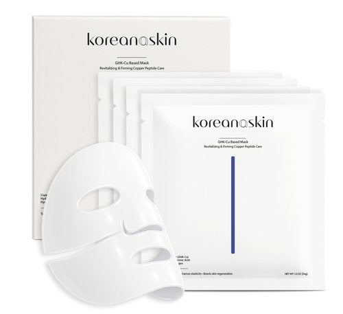 Koreana Skin GHK-Cu Copper Peptide Hydrogel Face Mask Anti-Aging Collagen Booster for Skin Repair, Firming, Fades Acne Scars & Redness. K-Beauty Sheet Mask Treatment