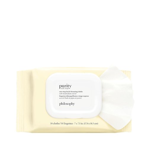 Philosophy Purity Made Simple Facial Cleansing Cloths - Effortlessly Removes Makeup & Dirt - Travel-Friendly