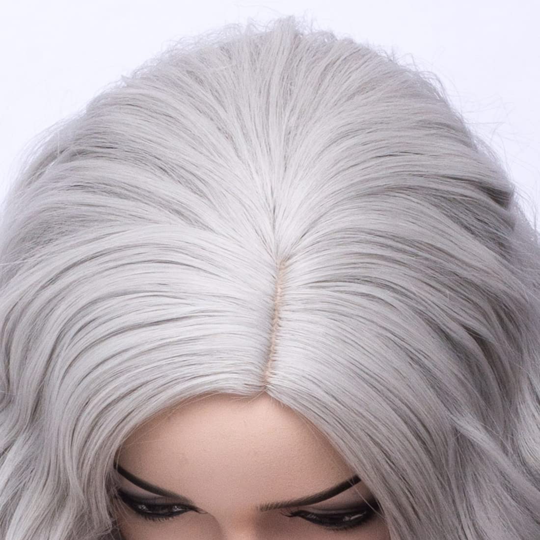 MAGQOO Grey Wig Gray Wig Women Girls Short Curly Wavy Bob Wig Grey Hair Wigs Synthetic Halloween Cosplay Costume Party Wigs