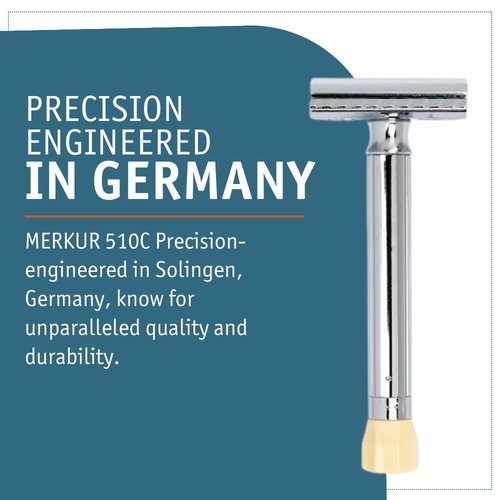 Merkur Progress 510 Adjustable Safety Razor - Long Handle with Dial | Plastic-Free, Made in Germany