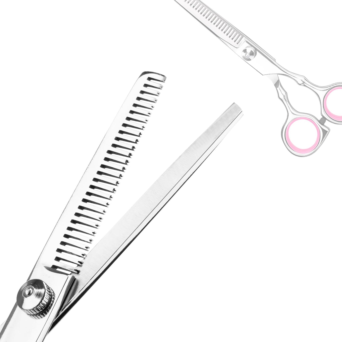 Professional Home Hair Cutting Kit - Quality Home Haircutting Scissors Barber/Salon/Home Thinning Shears Kit with Comb and Case for Men and Women (Pink)