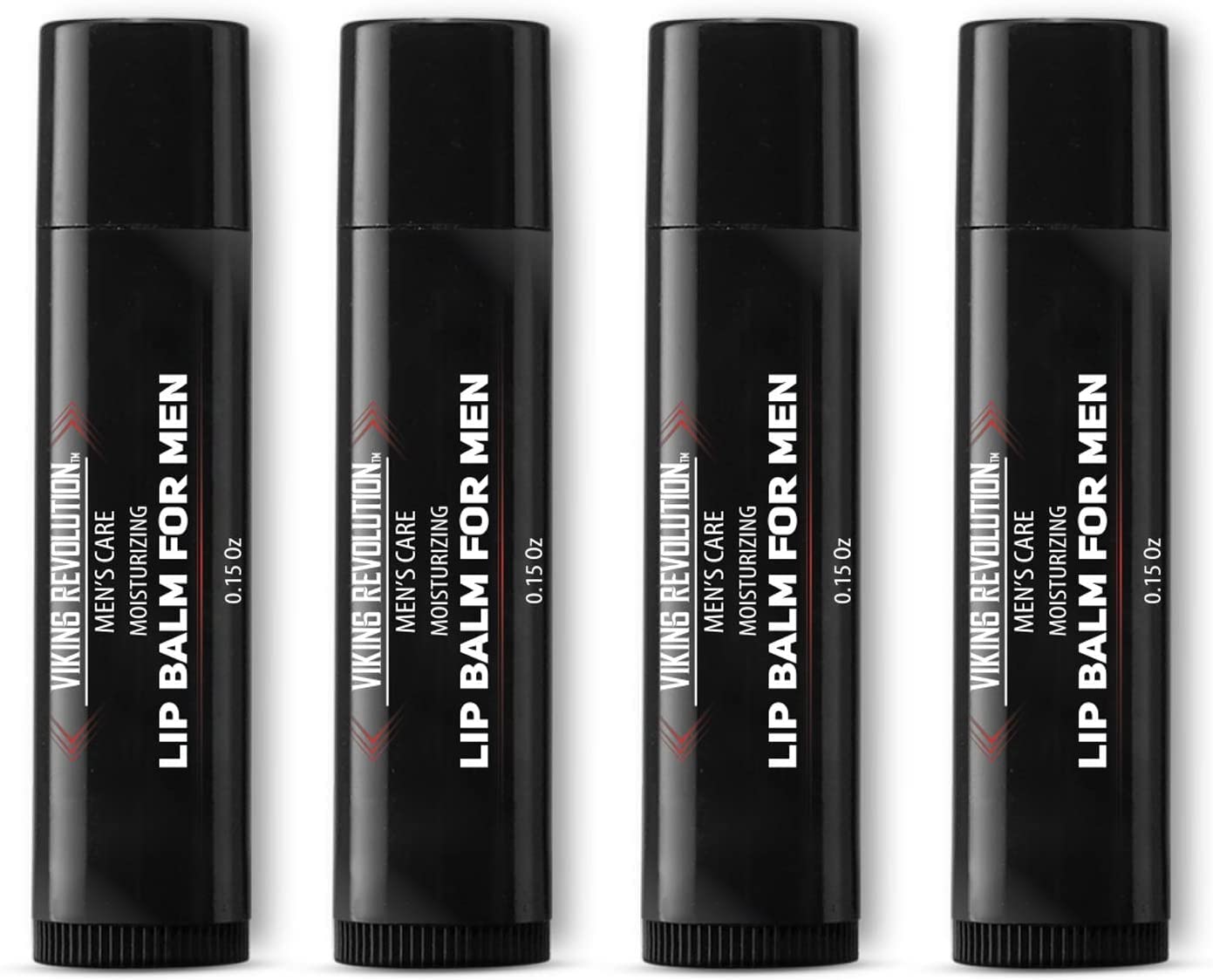 Viking Revolution All Natural Lip Balm for Men - Moisturizer for Dry, Cracked, Chapped Lips with Menthol, Vitamin E - Gifts for Men (4 Pack)