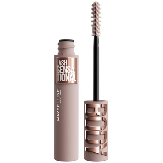 Maybelline Lash Sensational Mascara - 24HR Volume & Length Formula, Smudge & Clump-Resistant, Brownish Black