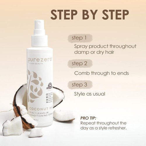 Purezero 9-In-1 Leave-In Conditioner Spray - Multi-Action Hair Treatment for Moisture, Detangling & Shine | 6 oz