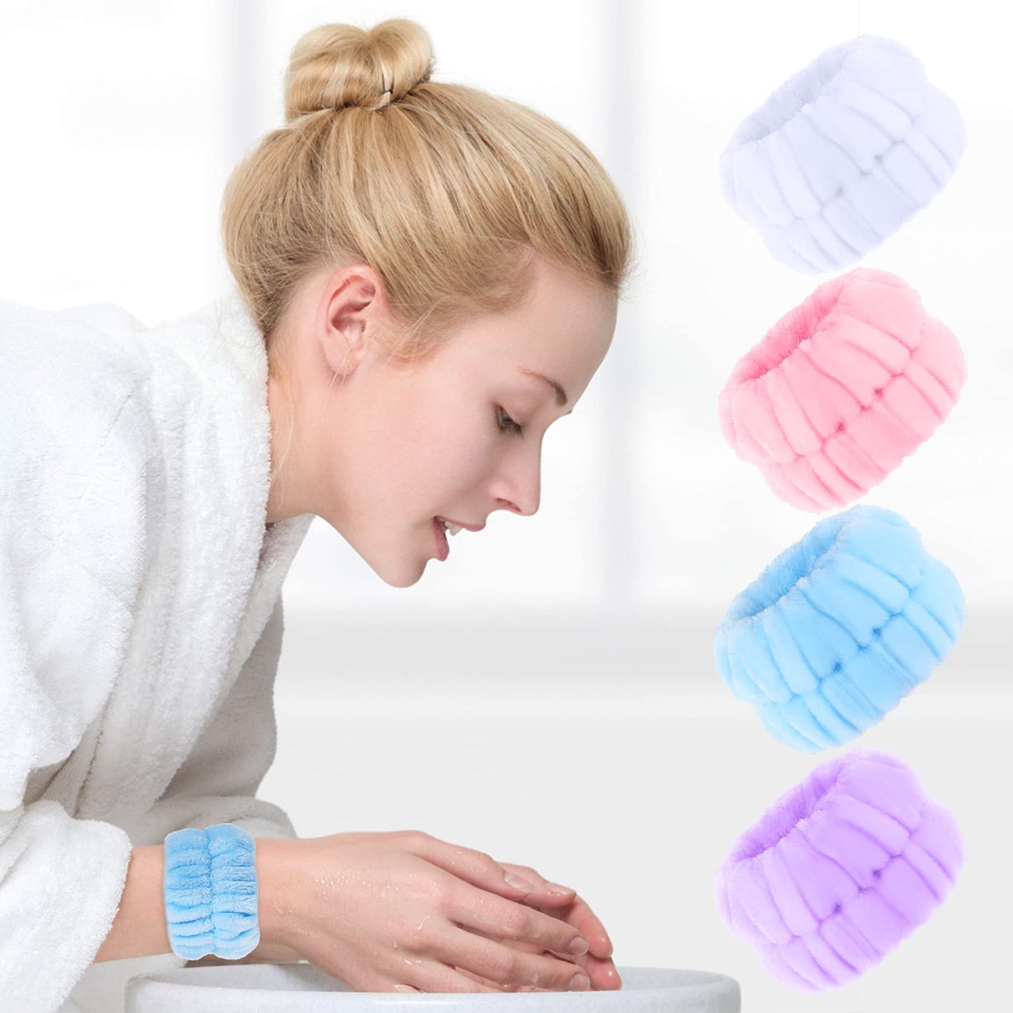 Gift,8 Pcs Face Washing Wristbands Wrist Towels,Facial Cleasing Makeup Remove Wrist washband for Women Girl Prevent Liquid from Spilling,Microfiber Wrist wash Bands