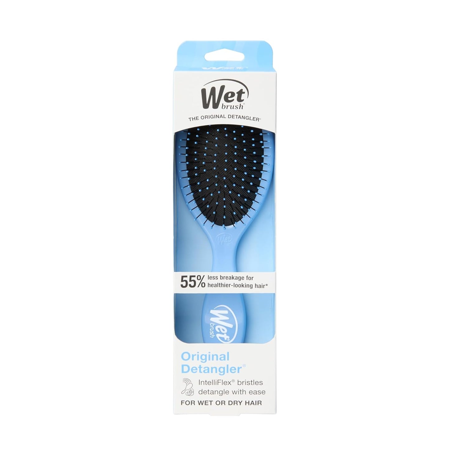 Wet Brush Detangling Brush - Tangle-Free Hair Brush for All Hair Types | Soft Flexible Bristles (Sky)