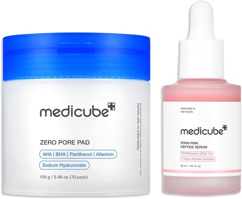 Medicube Zero Pore Pads 2.0 & Salmon DNA PDRN Pink Peptide Serum Duo - All Skin Types | Korean Skincare Set
