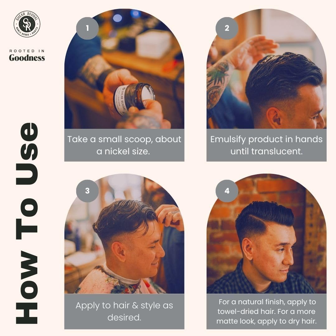 Shear Revival Gray Ghost Cream Pomade - Vegan Hair Styling Cream for All Hair Types, Strong Hold, 3.4oz | Natural to Matte Finish, Citrus & Cypress Scent