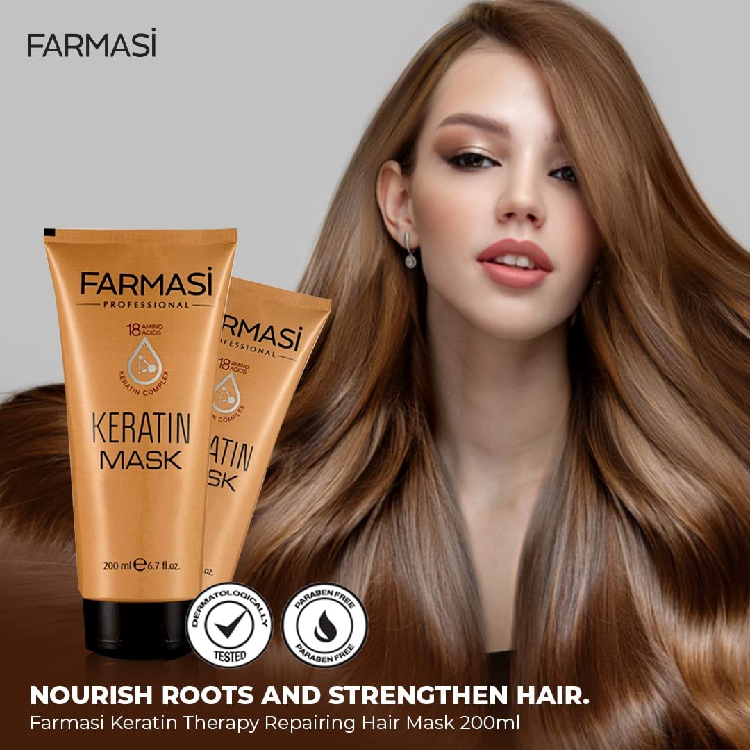 FARMASi Professional Keratin Therapy Hair Mask - Deep Repair & Moisture for Color-Treated Hair | 6.7 fl oz