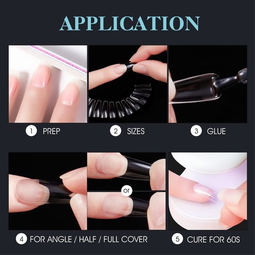 Gelike ec Nail Tips Almond for Salon: 552 Pcs Medium Soft Gel Nail Tips for Manicure 12 Sizes