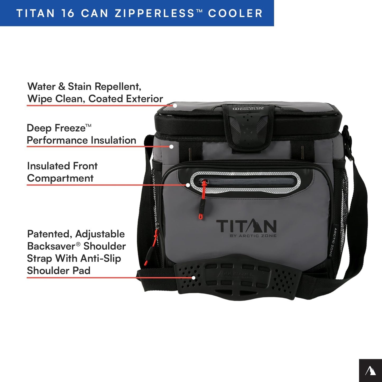 Titan by Arctic Zone Deep Freeze Cooler - Zipperless Hardbody Design with Superior Insulation & SmartShelf