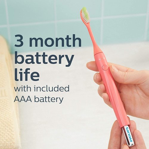 Philips Sonicare One Electric Battery Powered Toothbrush With Sleek Travel Case and 2pk Heads - Miami Coral, HY100-01