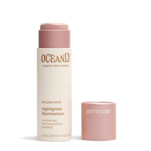 ATTITUDE Oceanly Highlighter Stick - Titanium Dioxide-Free, EWG Verified, Vegan & Cruelty-Free, Golden Rose, 0.3 Oz