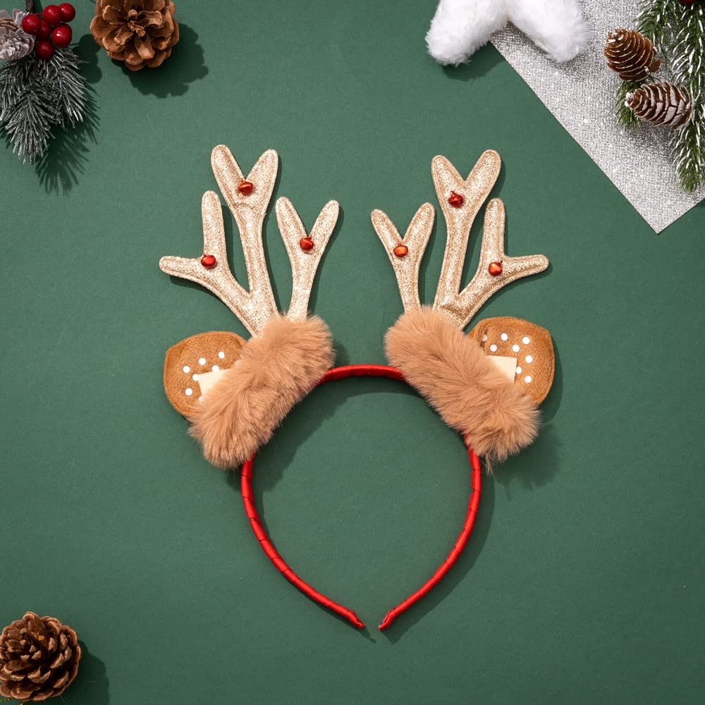 Madison Tyler Christmas Reindeer Antlers Headband for Womens | Cute Soft Fluffy Accessories for Christmas Party | Holiday Gifts for Women