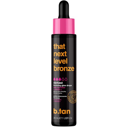 B.TAN Dark Self Tan Drops - Achieve a Deep Bronze Glow for Face & Body | Vegan, 1.0 Fl Oz