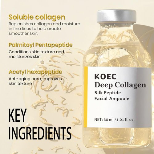 KOEC Deep Collagen Silk Peptide Facial Ampoule Set - Lifting Serum for Intensive Tightening & Hydration | 2PCS