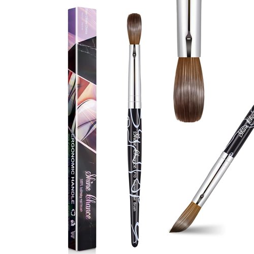 Kolinsky Nail Art Brush - Size 10 Oval Brush for Professional Manicure & DIY Home Salon - Black