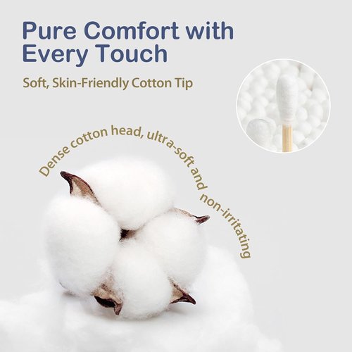 Ourmed Life Cotton Swabs - Biodegradable Bamboo & Cotton, Hypoallergenic Double-Tipped Swabs (1000 Ct)