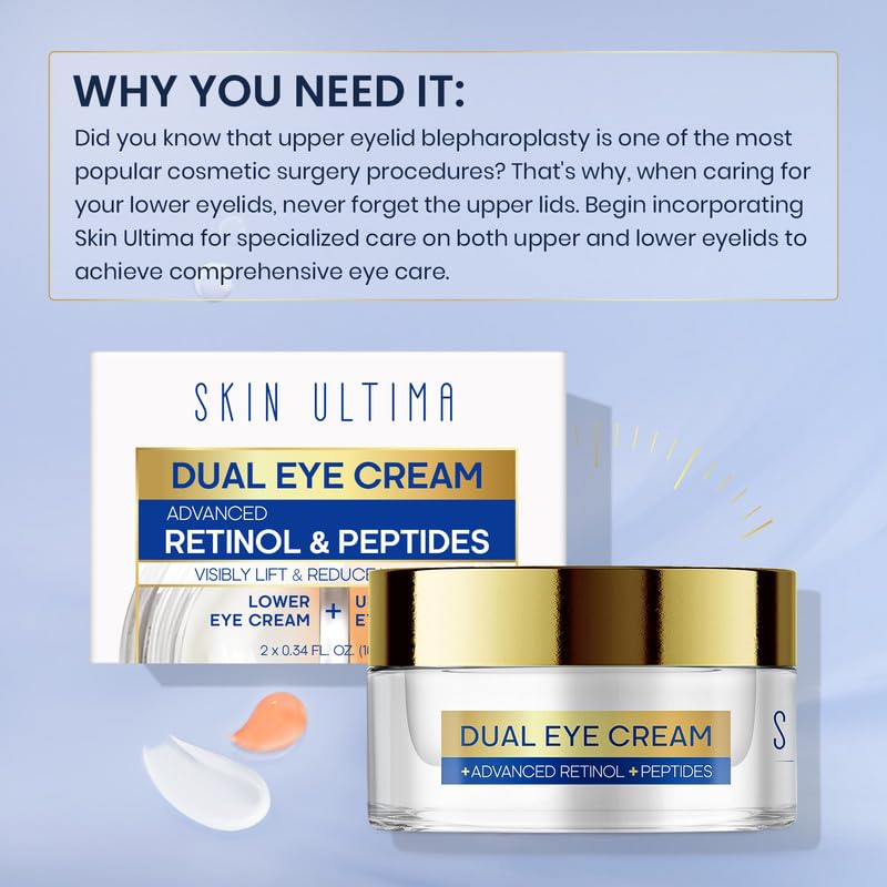 SKIN ULTIMA Dual Eye Cream - Advanced Retinol & Peptides for Dark Circles & Puffiness | 0.68 OZ