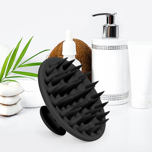 Meartchy Silicone Scalp Massager - Hair Growth & Dandruff Removal Brush | Soft Bristles for Wet & Dry Use (Black)