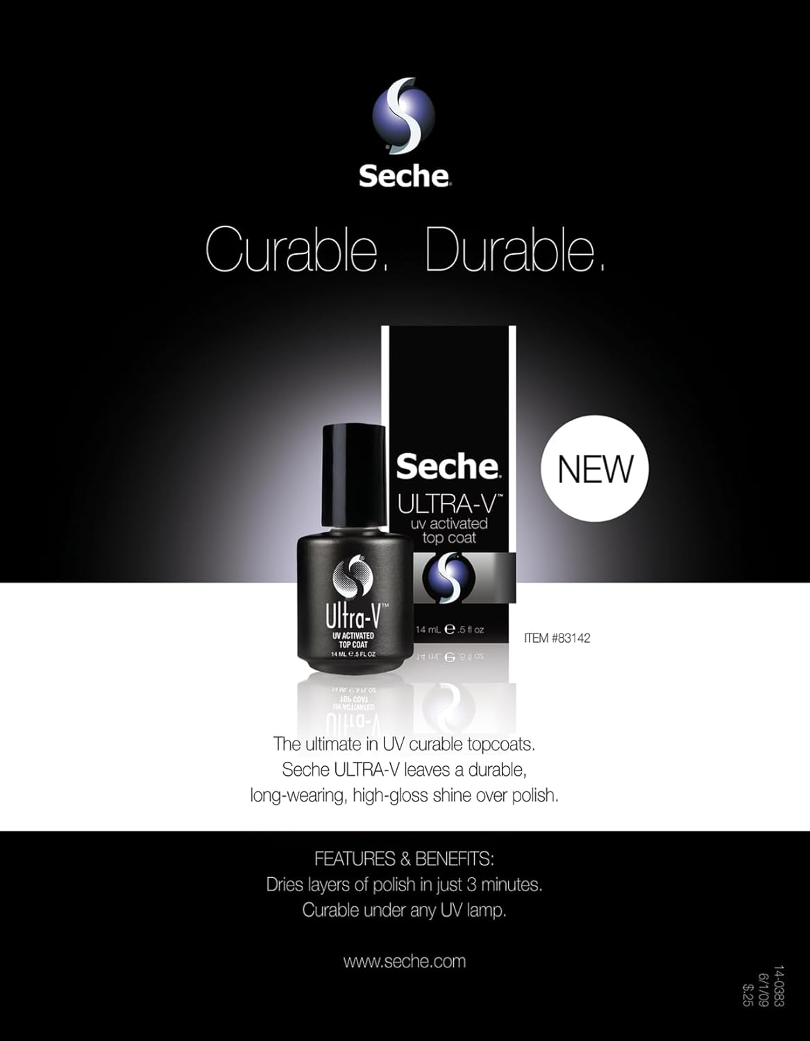 Seche Ultra-V UV Gel Top Coat Nail Polish - Quick-Dry Clear Gel for Salon & At-Home Use | 0.5 fl oz