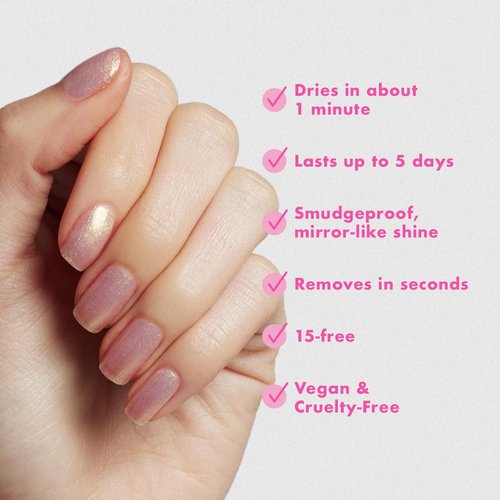 Olive & June Quick Dry Nail Polish | Spring Pastel Nails | Instant Fast-Drying Smudgeproof | 15-free Vegan Cruelty-Free | Lasts up to 5 Days | Salon-Quality Manicure Pedicure | Sugarcoat Shimmery Pink