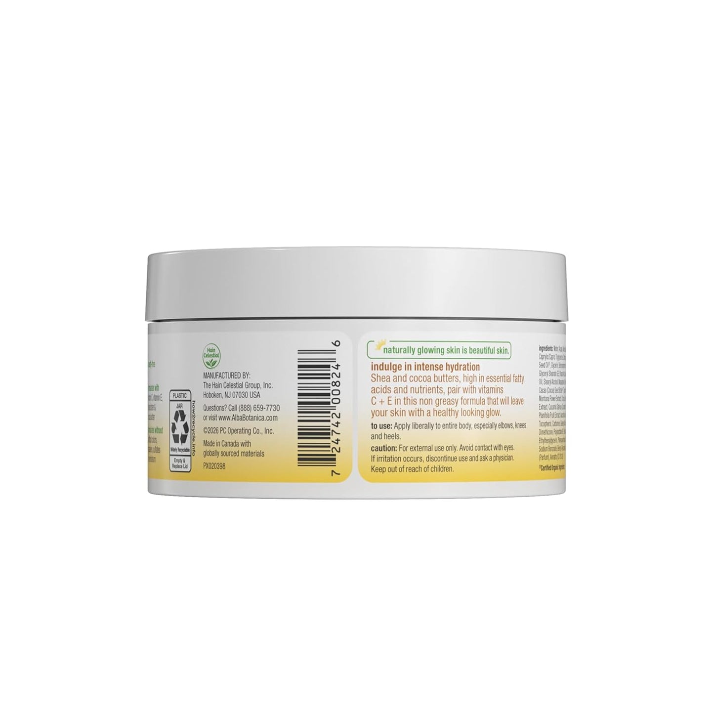 Alba Botanica Whipped Body Butter - Intense Hydration with Shea, Cocoa & Kukui Nut Butters | 6.5 Oz