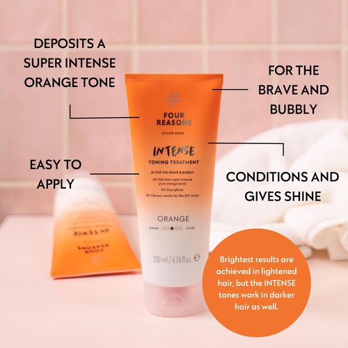FOUR REASONS Color Mask | Intense Orange Hair Dye - Vegan Semi-Permanent Toning Treatment - 6.76 fl oz
