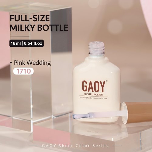 GAOY Jelly Nude Gel Nail Polish, 16ml Sheer Pink Translucent Gel Polish, UV Light Cure for Nail Art DIY, 1710 Pink Wedding