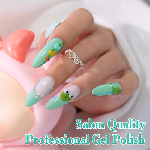 Double Rhythm 15ML Gel Nail Polish Pure Sheer Same Color Same Bottle Soak Off Gel Polish Art Manicure Salon DIY at Home for Women (Mint Green Glow-A1315)