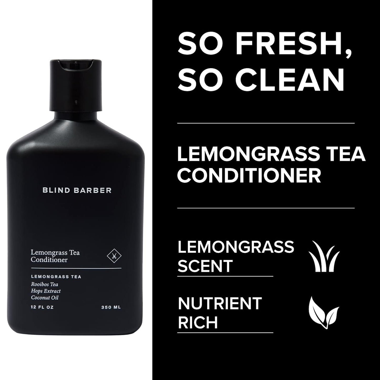 Blind Barber Shower Essentials Gift Set - Men's Body Wash, Shampoo & Conditioner - Lemongrass Tea Soap (3 Count)