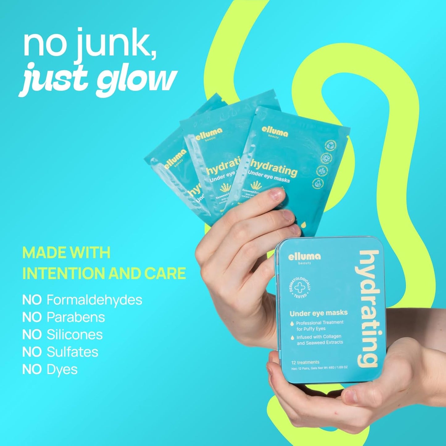 Skiennix Under Eye Patches - Hydrating Hydrogel Gel Pads for Dark Circles & Puffiness | 12 Pairs with Seaweed Extracts