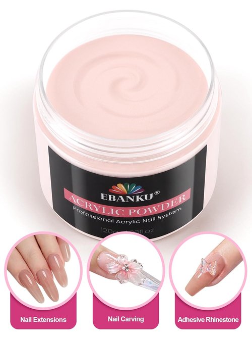 EBANKU Acrylic Nail Powder - Rosy Colors, 120g | Professional Quality, Long-Lasting & No Lamp Needed