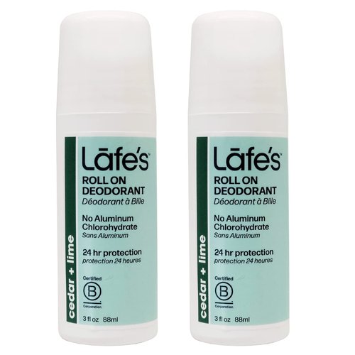 Lafe's Natural Deodorant - Aluminum-Free Cedar & Lime Roll-On | 3oz | 2 Pack for Freshness