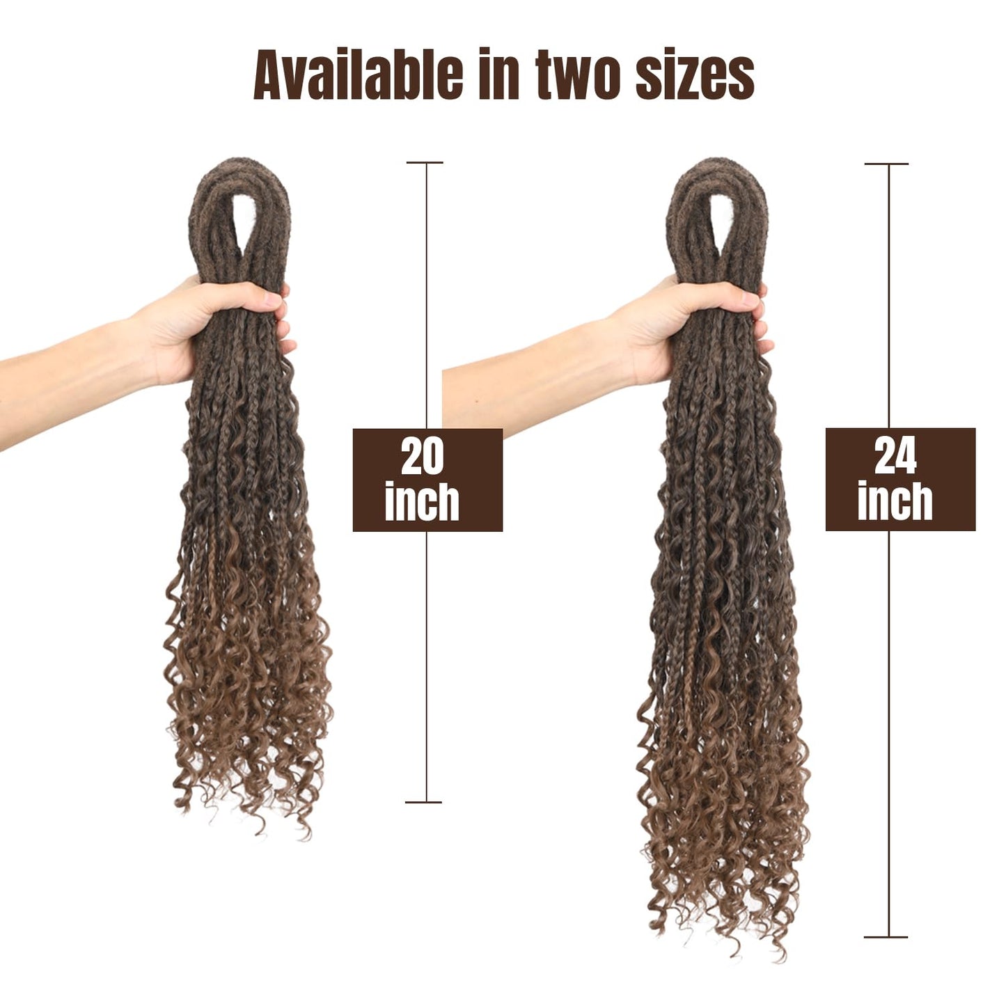 WIGNEE 24 Inches 20 Strands Double Ended Dreadlock Extensions Dreads Extensions Boho Curly Braid in Dreadlock Extensions Synthetic Dreadlock Extensions for White Women (24 Inch, 1B/30)