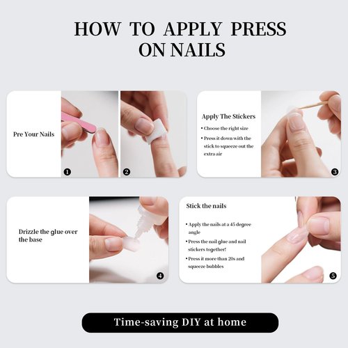 Mivota Burgundy Press On Nails Short Square Shape, Glossy Gel Finish Acrylic Fake Nails Kit, Reusable Glue On Nails, Long-Lasting, Natural Stick-On Manicure Set for Women, 24pcs DIY Elegant Nails