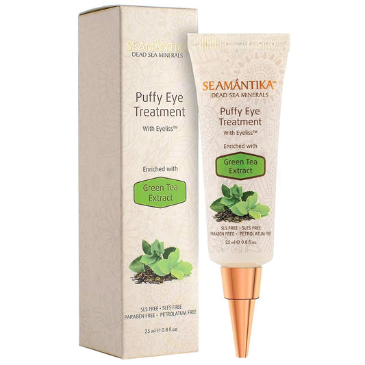 SEAMANTIKA Puffy Eye Treatment - Instant Wrinkle & Puffiness Relief | Hydrating Eye Cream with Green Tea & Dead Sea Minerals - 0.8 fl. oz.