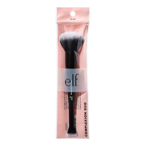 e.l.f. Complexion Duo Brush - Vegan Makeup Brush for Flawless Foundation & Concealer Application
