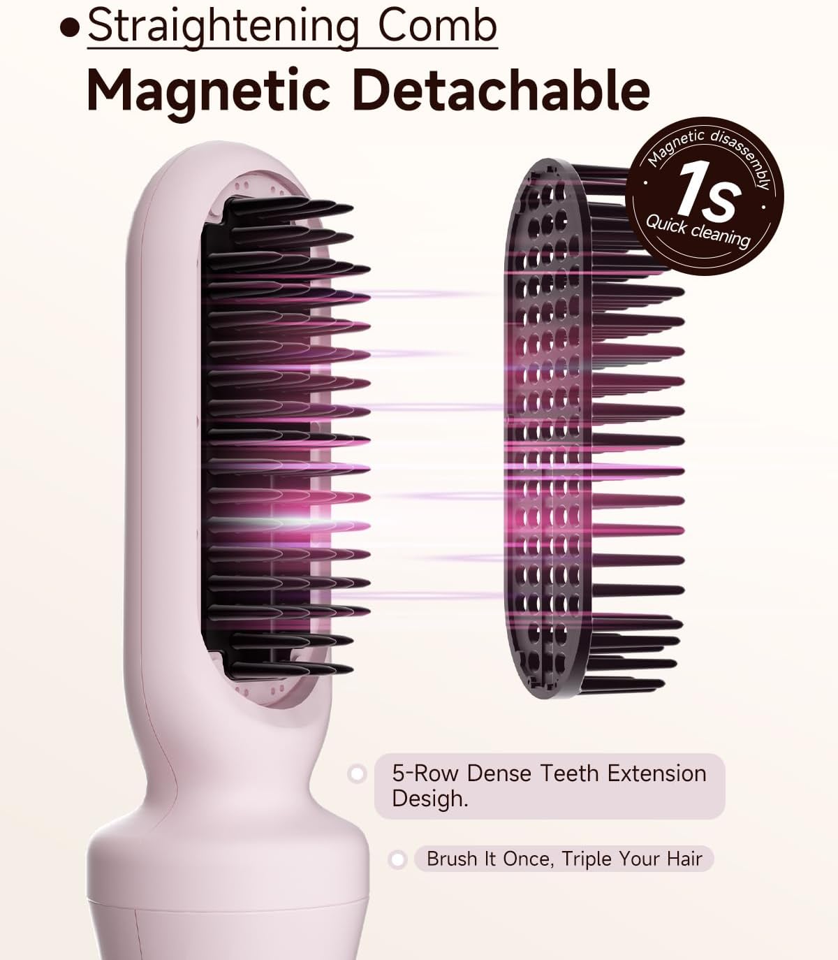 Skiennix 5-in-1 Auto Curling Iron Set - Interchangeable Barrels, Rotating Ceramic Curler, Pink