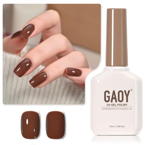 GAOY Brown Gel Nail Polish - 16ml Soak Off Formula for DIY Manicure | UV Light Cure, Amber Brown
