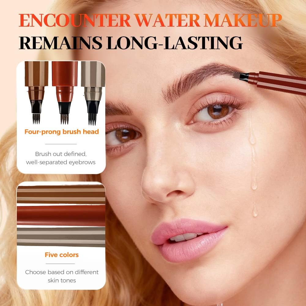 Skiennix 3D Magic Eyebrow Tattoo Pencil - Long-Lasting Fine Stroke Microblade | 2 Pcs Dark Brown