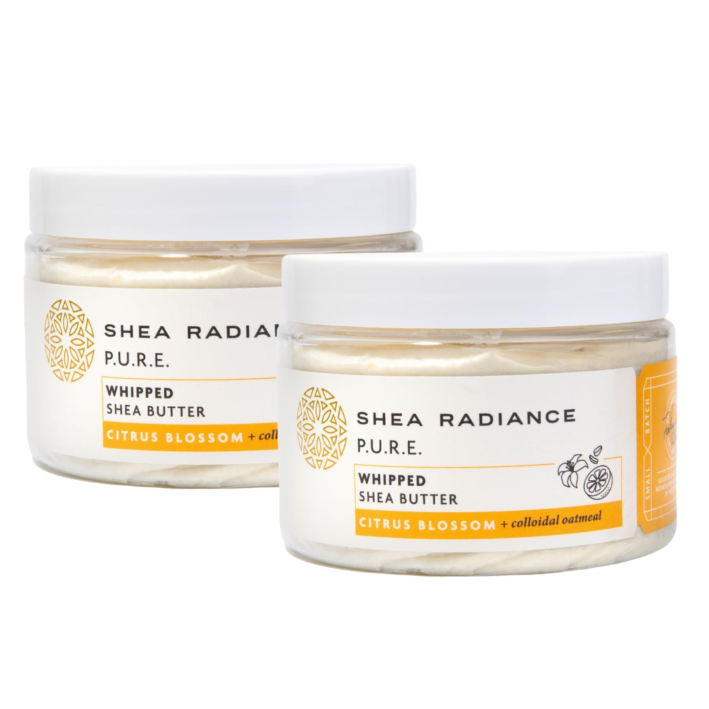Shea Radiance Whipped Shea Butter w/Colloidal Oatmeal - Blended w/Skin-Soothing Oatmeal & Moisturizing Rice Bran Oil | Citrus Blossom 7oz (Pack of 2)