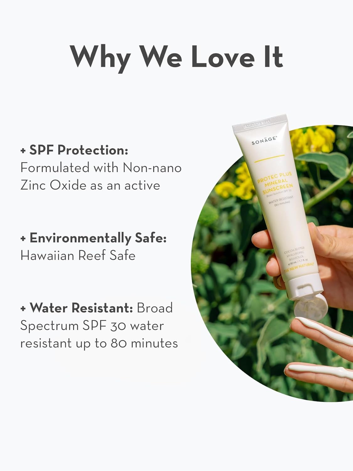 Sonage Protec Plus Mineral Sunscreen - Lightweight, Non-Greasy SPF 30 Face Protection | Natural & Reef-Safe
