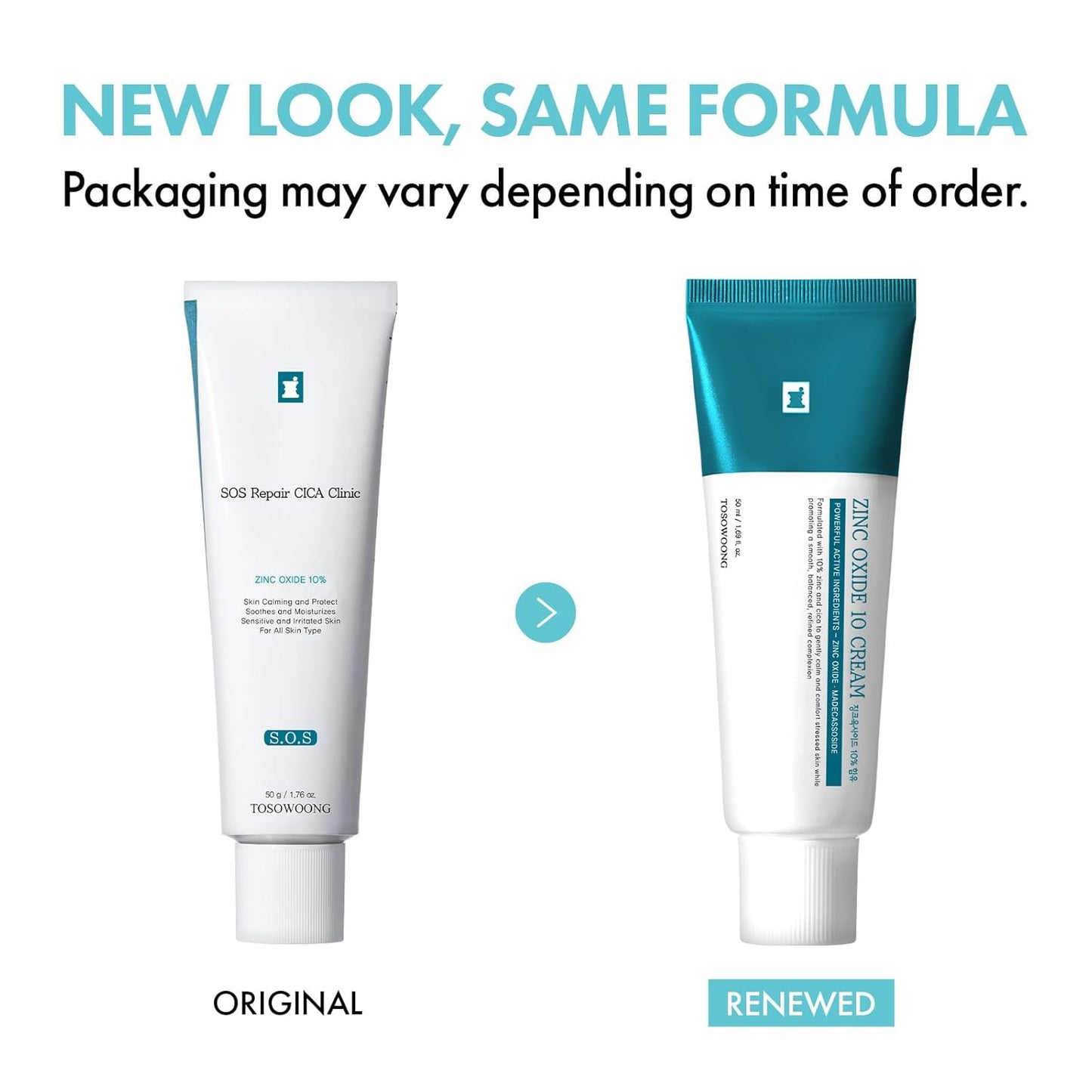 TOSOWOONG Zinc Oxide Cream - 100,000ppm Acne & Redness Relief | Non-Comedogenic, 50g (1.76 oz)
