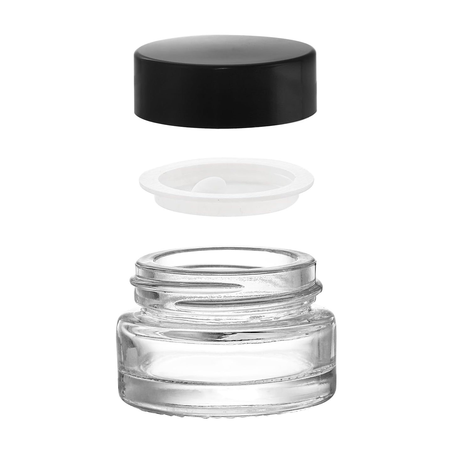Coloch 90 Pack 5ml Empty Glass Jars with Black Lid, Clear Airtight Cosmetics Container Bulk Refillable Tiny Sample Jar for Cosmetics, Lotion, Cream, Samples, Wax, Skincare, Travelling, Retail Store