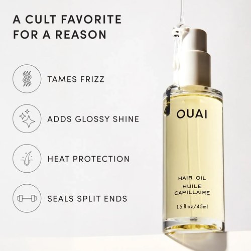 OUAI Hair Oil - Travel Size Heat Protectant for Frizz Control & Shine | Color Safe, 0.45 oz