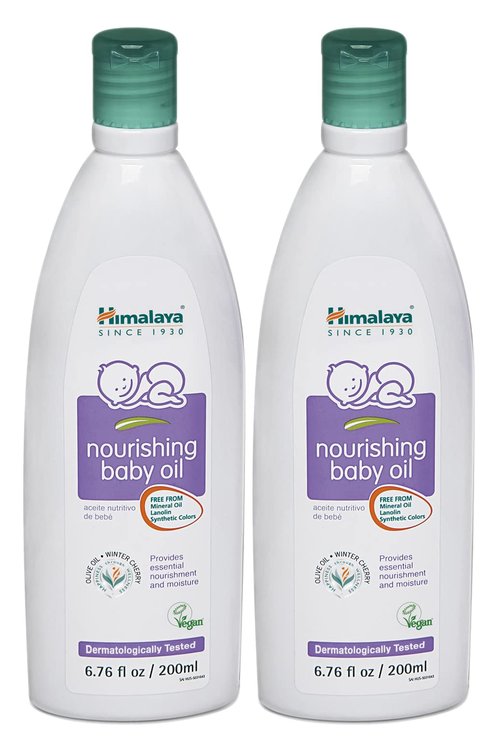 Himalaya Nourishing Baby Oil, Moisturizing with Olive Oil, Ashwagandha, Aloe Vera, Massage Oil, Dermatologically Tested, No Mineral Oil, Lanolin Free, Paraben Free, Vegan, 6.76 Fl Oz, 200 ml, 2 Pack