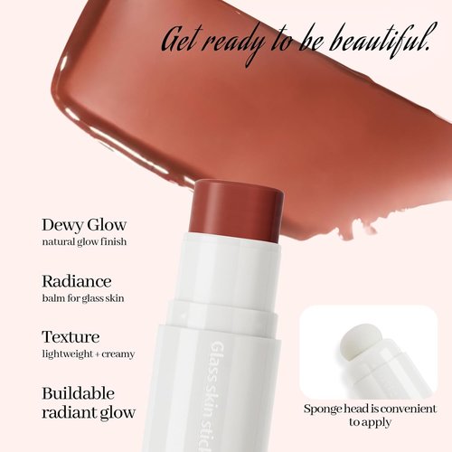 HOSAILY Double-Ended Blush Highlighter Stick - Shimmer Glow for Natural Dewy Skin | Lightweight Creamy Balm 03